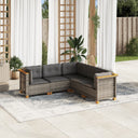 vidaXL 5-delige Loungeset met kussens poly rattan zwart