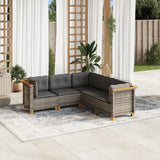 vidaXL 5-delige Loungeset met kussens poly rattan zwart