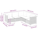 vidaXL 5-delige Loungeset met kussens poly rattan zwart