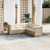 vidaXL 5-delige Loungeset met kussens poly rattan zwart