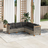 vidaXL 5-delige Loungeset met kussens poly rattan zwart