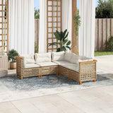 vidaXL 5-delige Loungeset met kussens poly rattan zwart