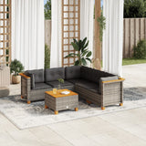 vidaXL 5-delige Loungeset met kussens poly rattan zwart