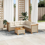 vidaXL 5-delige Loungeset met kussens poly rattan zwart