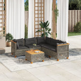vidaXL 5-delige Loungeset met kussens poly rattan zwart