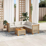 vidaXL 5-delige Loungeset met kussens poly rattan zwart