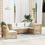 vidaXL 5-delige Loungeset met kussens poly rattan zwart