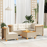vidaXL 5-delige Loungeset met kussens poly rattan zwart