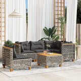 vidaXL 5-delige Loungeset met kussens poly rattan zwart