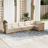 vidaXL 6-Piece Lounge Set with Cushions Poly Rattan Black