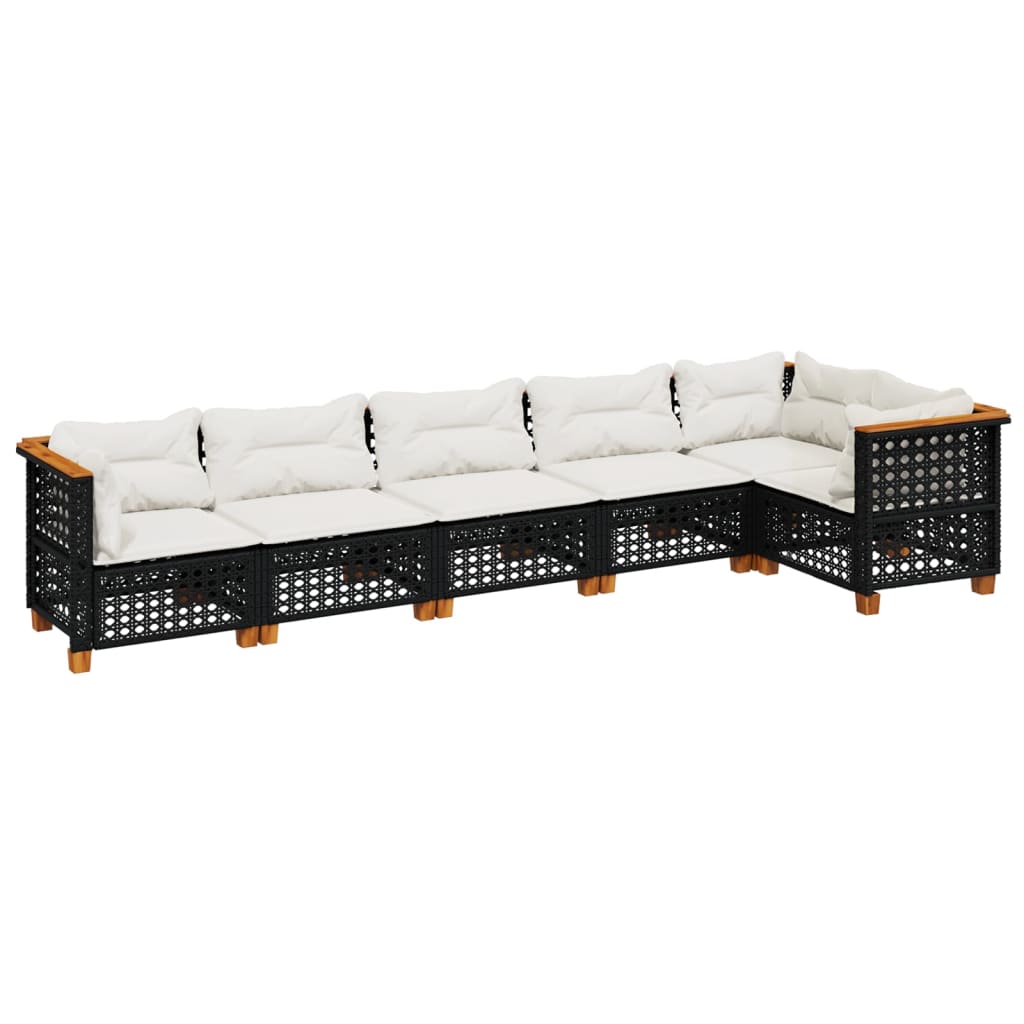 vidaXL 6-Piece Lounge Set with Cushions Poly Rattan Black
