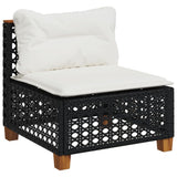 vidaXL 6-Piece Lounge Set with Cushions Poly Rattan Black