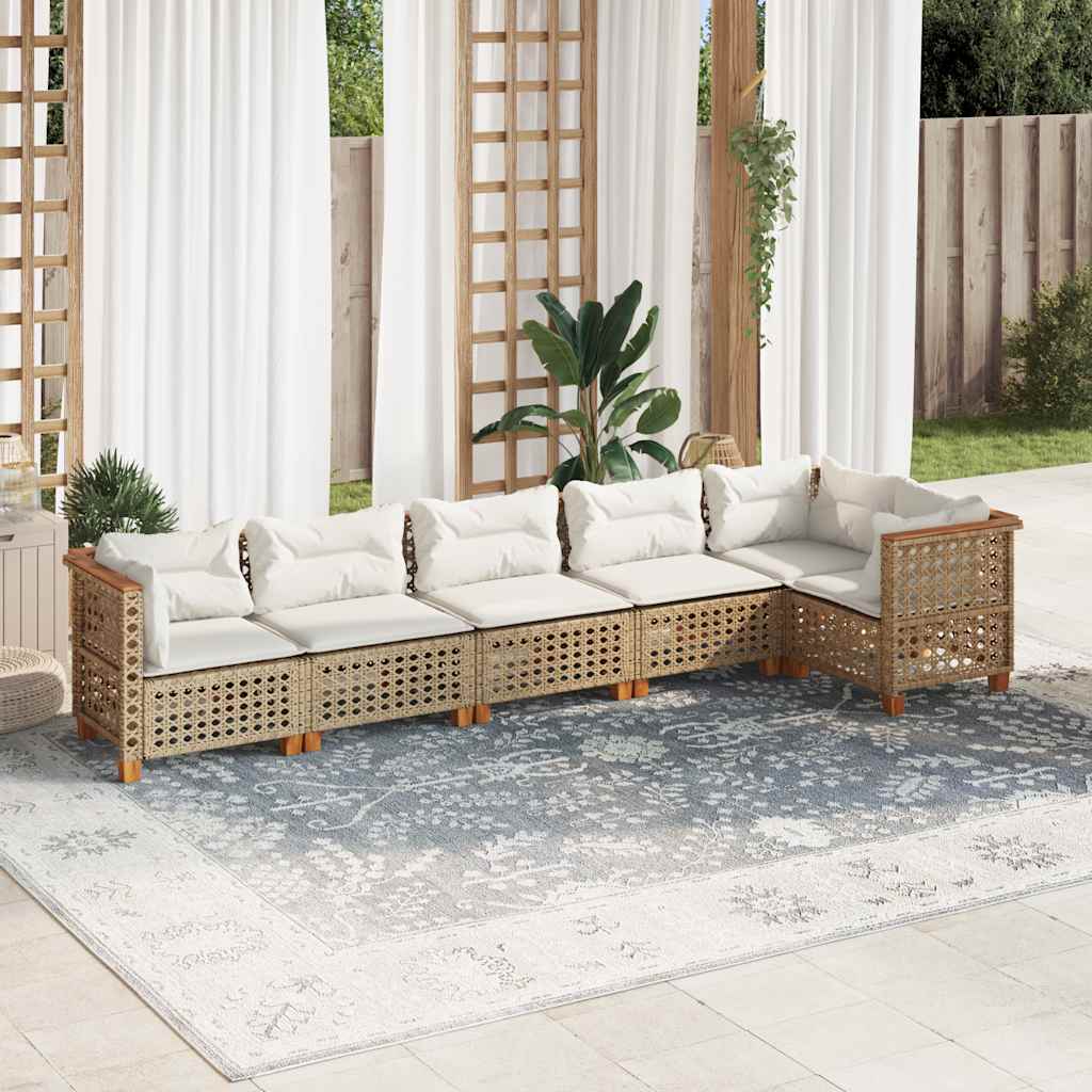 vidaXL 6-Piece Lounge Set with Cushions Poly Rattan Black