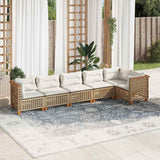 vidaXL 6-Piece Lounge Set with Cushions Poly Rattan Black