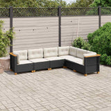 vidaXL 6-delige Loungeset met kussens poly rattan zwart