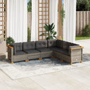 vidaXL 6-delige Loungeset met kussens poly rattan zwart