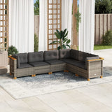 vidaXL 6-delige Loungeset met kussens poly rattan zwart
