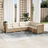 vidaXL 6-delige Loungeset met kussens poly rattan zwart