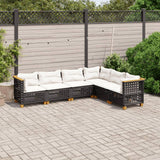 vidaXL 6-delige Loungeset met kussens poly rattan zwart