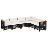 vidaXL 6-delige Loungeset met kussens poly rattan zwart