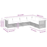 vidaXL 6-delige Loungeset met kussens poly rattan zwart