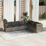 vidaXL 6-delige Loungeset met kussens poly rattan zwart