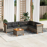 vidaXL 6-delige Loungeset met kussens poly rattan zwart