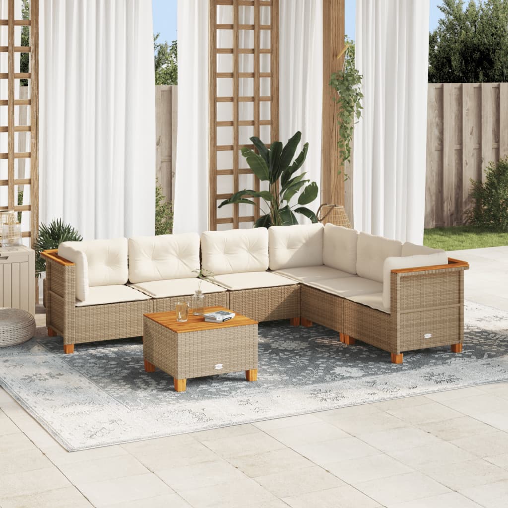 vidaXL 6-delige Loungeset met kussens poly rattan zwart