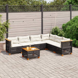 vidaXL 6-delige Loungeset met kussens poly rattan zwart