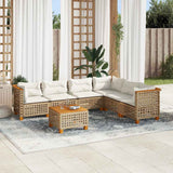vidaXL 6-delige Loungeset met kussens poly rattan zwart