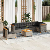 vidaXL 7-delige Loungeset met kussens poly rattan zwart