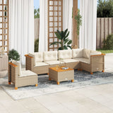 vidaXL 7-delige Loungeset met kussens poly rattan zwart