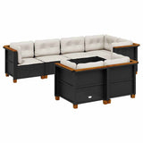 vidaXL 7-delige Loungeset met kussens poly rattan zwart