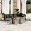 vidaXL 7-delige Loungeset met kussens poly rattan zwart