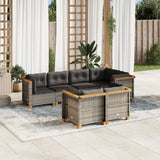 vidaXL 7-delige Loungeset met kussens poly rattan zwart