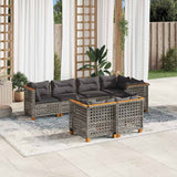 vidaXL 7-delige Loungeset met kussens poly rattan zwart