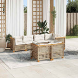 vidaXL 7-delige Loungeset met kussens poly rattan zwart