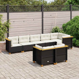 vidaXL 8-Piece Poly Rattan Lounge Set with Cushions Black