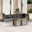 vidaXL 8-Piece Poly Rattan Lounge Set with Cushions Black
