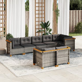 vidaXL 8-Piece Poly Rattan Lounge Set with Cushions Black