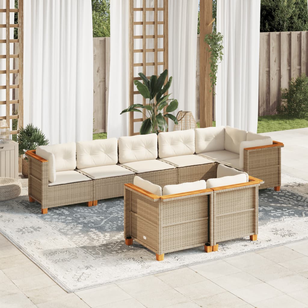 vidaXL 8-Piece Poly Rattan Lounge Set with Cushions Black