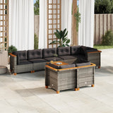 vidaXL 8-Piece Poly Rattan Lounge Set with Cushions Black