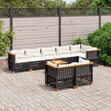 vidaXL 8-Piece Poly Rattan Lounge Set with Cushions Black