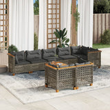 vidaXL 8-Piece Poly Rattan Lounge Set with Cushions Black
