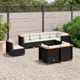 vidaXL 8-delige Loungeset met kussens poly rattan zwart