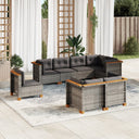 vidaXL 8-delige Loungeset met kussens poly rattan zwart