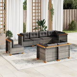vidaXL 8-delige Loungeset met kussens poly rattan zwart