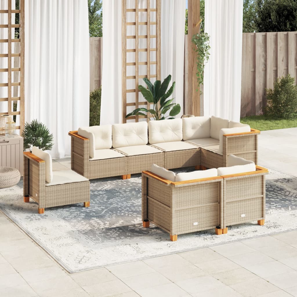 vidaXL 8-delige Loungeset met kussens poly rattan zwart