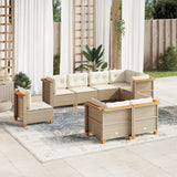 vidaXL 8-delige Loungeset met kussens poly rattan zwart