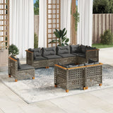 vidaXL 8-delige Loungeset met kussens poly rattan zwart
